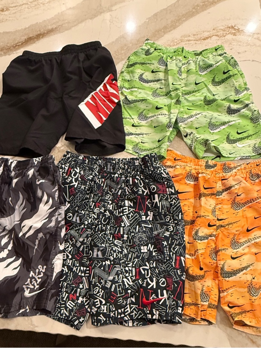 Nike Boys' Multi-Pattern Active Swim Suits — Black, Green, Orange, Gray